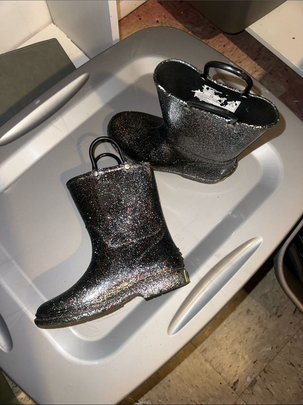 Western Chief Black Sparkle Kids Rain Boots